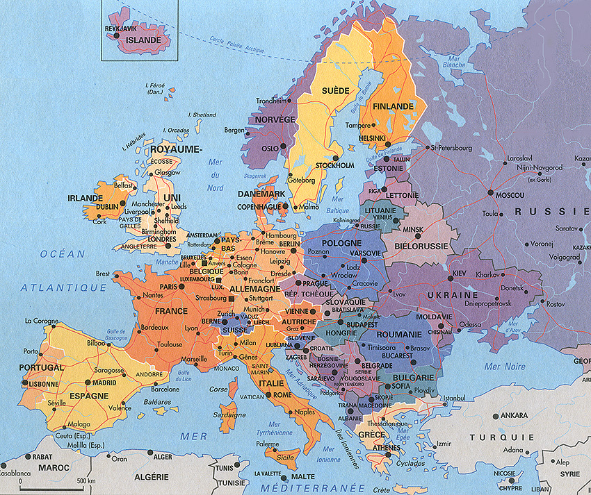 carte europe villes touristiques