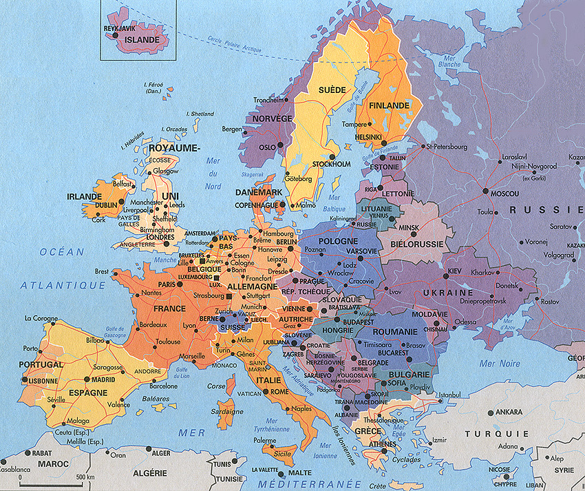 carte europe touristique