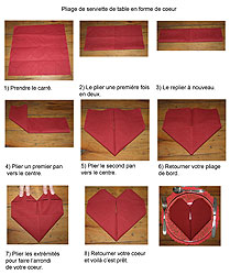 Idée pliage serviette en papier pour la Saint Valentin